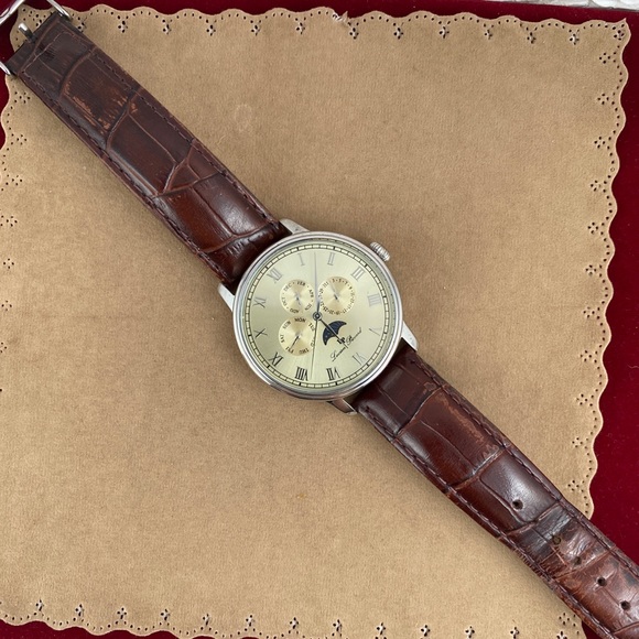 Lucien Piccard Chronograph Stainless Steel Moon Phase Watch - Picture 9 of 10